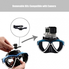 Cadrim Snorkel Set with Tempered Glass & Full-dry Top Snorkel,Anti-fog Diving Mask  ,Sports Camera Installable , Food-Grade Si