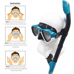 Cadrim Snorkel Set with Tempered Glass & Full-dry Top Snorkel,Anti-fog Diving Mask  ,Sports Camera Installable , Food-Grade Si