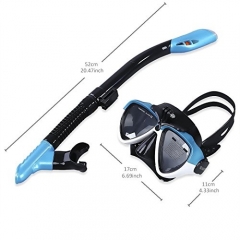 Cadrim Snorkel Set with Tempered Glass & Full-dry Top Snorkel,Anti-fog Diving Mask  ,Sports Camera Installable , Food-Grade Si