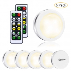 Cadrim Night Lights 6 Pack Double Remote Control Brightness Adjustable Wireless Timer LED Light Battery-Powered with 3M Adhesive Pads, Warm White