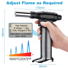 Cadrim Kitchen Blow Torch 1300°C Professional Butane Culinary Torch Lighter Refillable with Fire Lock & Child Safety Lock Adjustable Flame