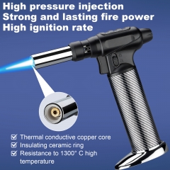 Cadrim Kitchen Blow Torch 1300°C Professional Butane Culinary Torch Lighter Refillable with Fire Lock & Child Safety Lock Adjustable Flame