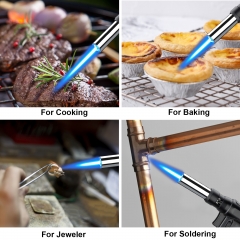 Cadrim Kitchen Blow Torch 1300°C Professional Butane Culinary Torch Lighter Refillable with Fire Lock & Child Safety Lock Adjustable Flame